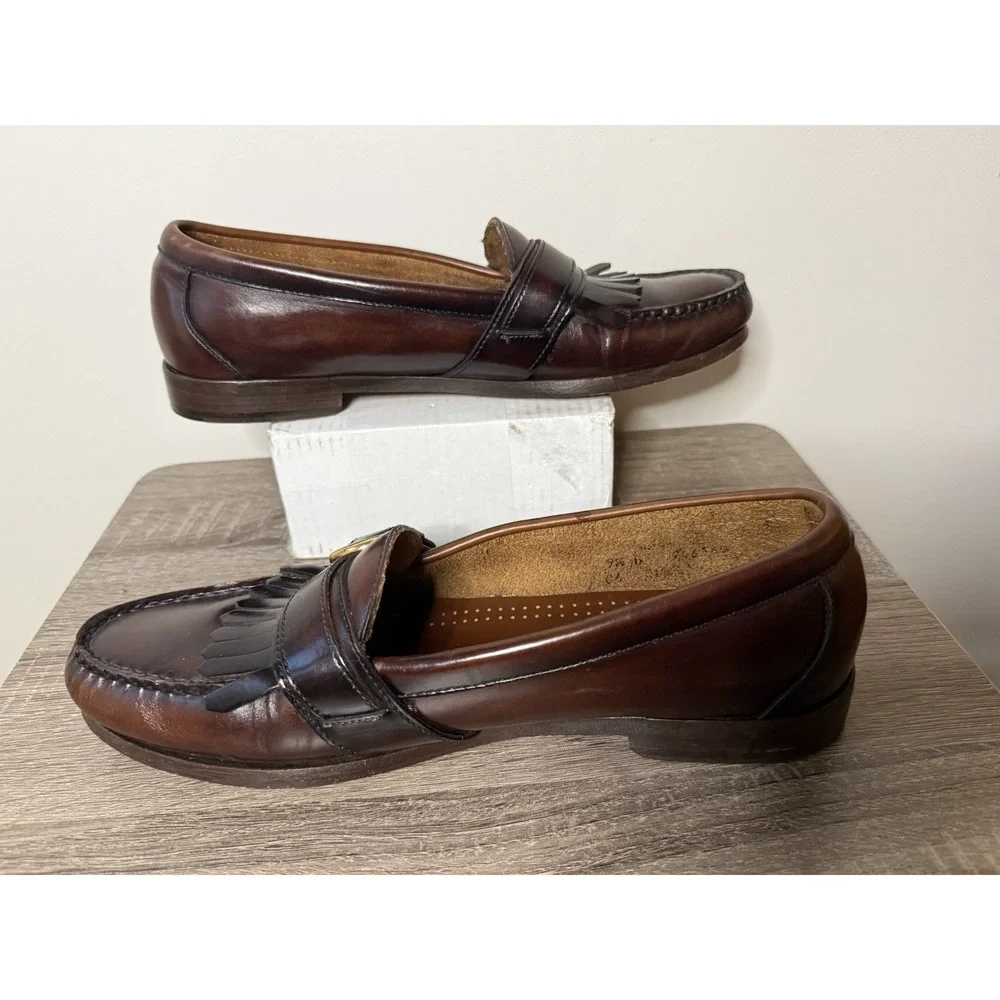 Vintage Cole Haan Mens Loafer Sz 9.5 Cordovan Kiltie Monk American Handsewn